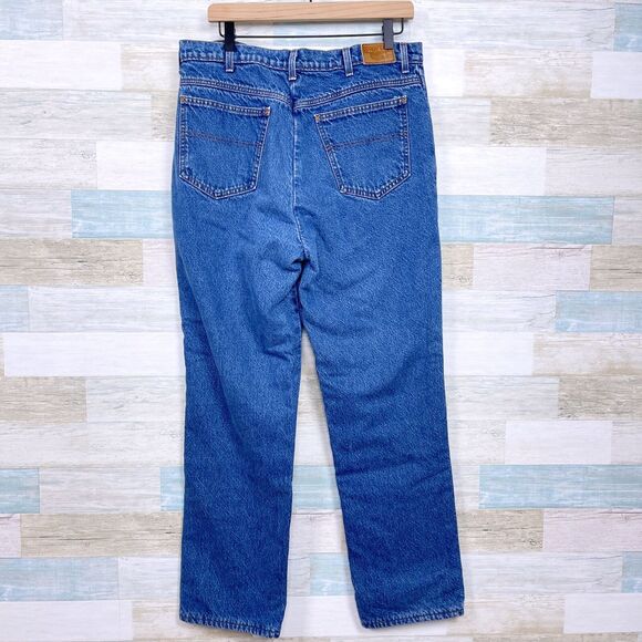 Lands End Vintage USA Made Flannel Lined Jeans Blue Square Rigger Mens 36x30.5 - Picture 4 of 8